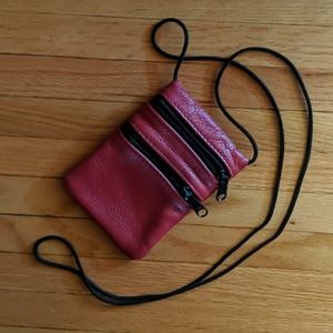 Red leather pouch bag